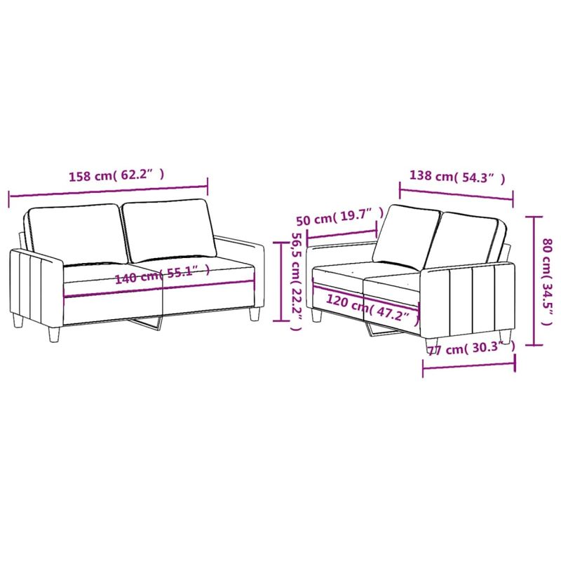 Casa si Gradina - Mobilier - Seturi de mobilier - Seturi living - Set de canapele cu perne, 2 piese, negru, textil - Infinity.ro