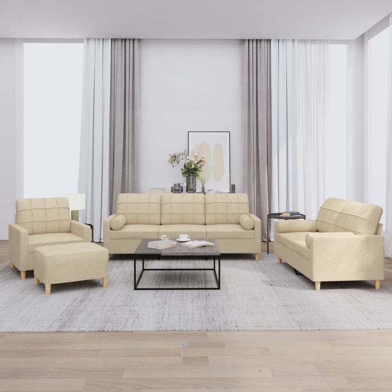 Casa si Gradina - Mobilier - Seturi de mobilier - Seturi living - Set de canapele cu perne, 4 piese, crem, microfibra - Infinity.ro