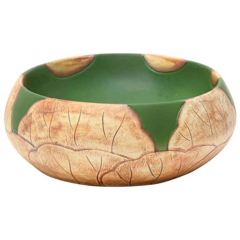 Casa si Gradina - Sanitare - Lavoar baie si accesorii - Lavoare si piedestale - Lavoar de blat, verde și maro, 59x40x15 cm, ceramica, oval, maro și verde - Infinity.ro