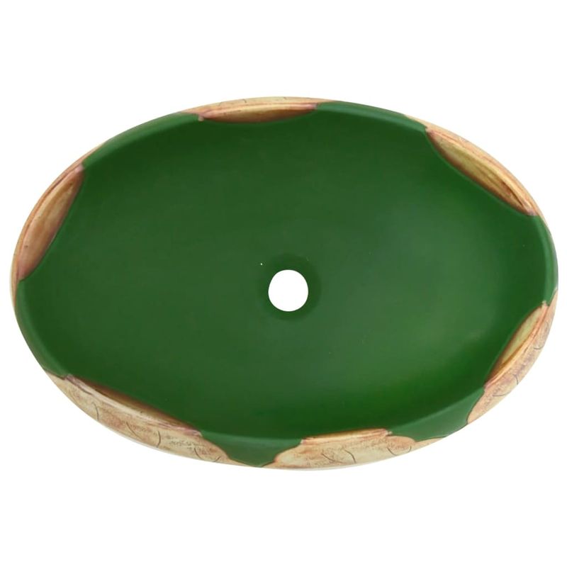 Casa si Gradina - Sanitare - Lavoar baie si accesorii - Lavoare si piedestale - Lavoar de blat, verde și maro, 59x40x15 cm, ceramica, oval, maro și verde - Infinity.ro