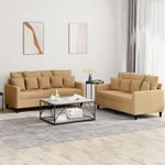 Casa si Gradina - Mobilier - Seturi de mobilier - Seturi living - Set de canapele cu perne, 2 piese, maro, catifea - Infinity.ro