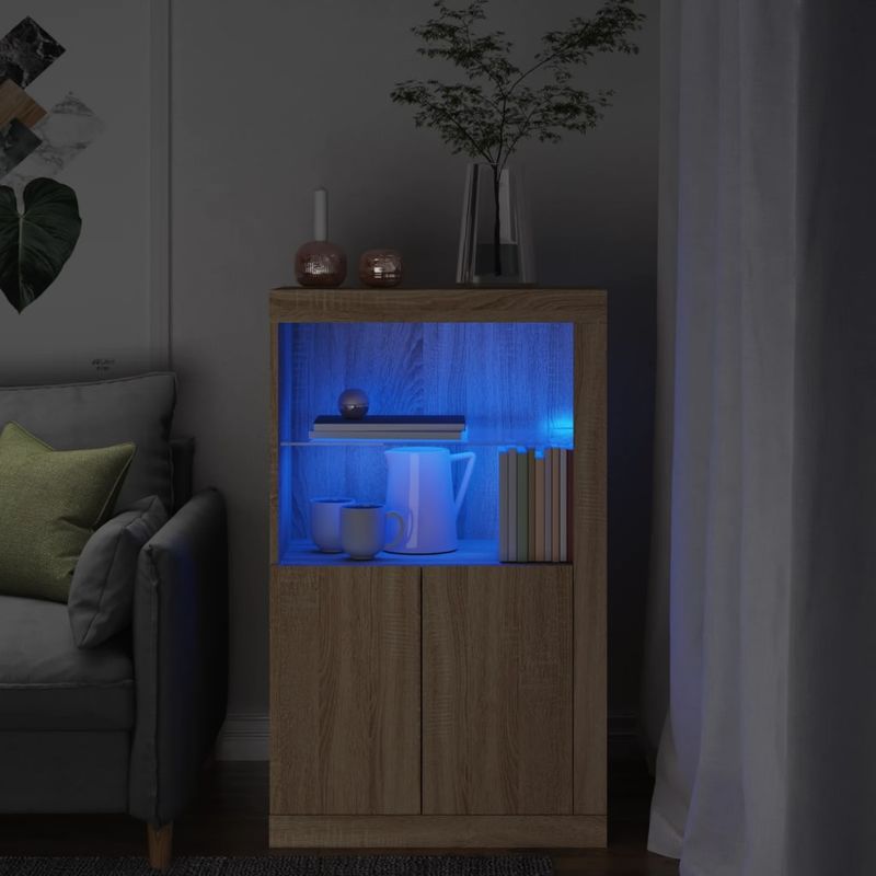 Casa si Gradina - Mobilier - Dulapuri si sifoniere - Dulapuri - Dulap lateral cu lumini LED, stejar sonoma, lemn prelucrat - Infinity.ro
