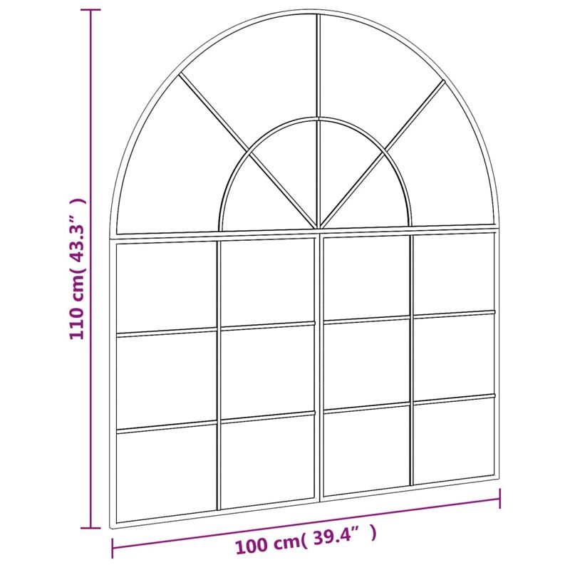 Casa si Gradina - Decoratiuni - Oglinzi - Oglinda de perete, negru, 100x110 cm, arcuita, fier - Infinity.ro