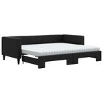 Casa si Gradina - Mobilier - Paturi si accesorii - Paturi - Pat de zi cu extensie si saltele, negru, 90x200 cm, textil - Infinity.ro