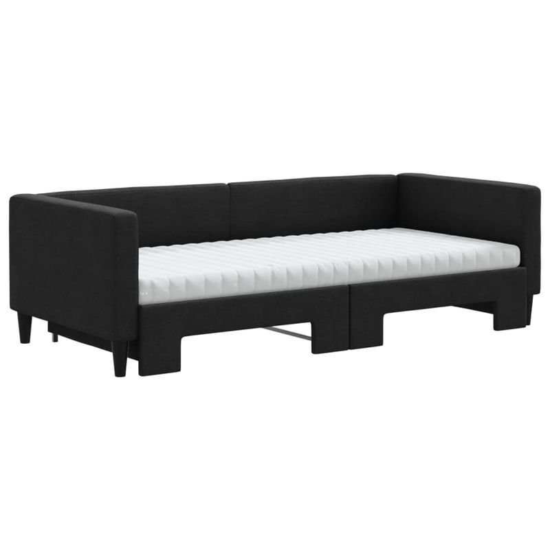 Casa si Gradina - Mobilier - Paturi si accesorii - Paturi - Pat de zi cu extensie si saltele, negru, 90x200 cm, textil - Infinity.ro