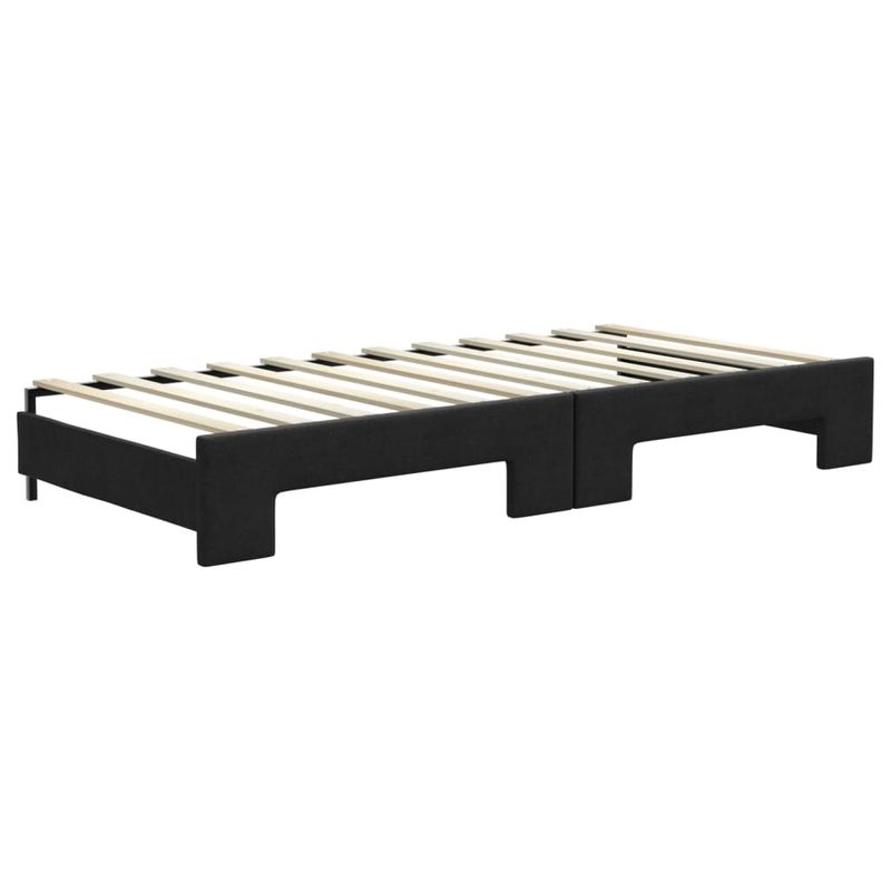 Casa si Gradina - Mobilier - Paturi si accesorii - Paturi - Pat de zi cu extensie si saltele, negru, 90x200 cm, textil - Infinity.ro