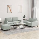 Casa si Gradina - Mobilier - Seturi de mobilier - Seturi living - Set de canapele cu perne, 3 piese, gri deschis, catifea - Infinity.ro