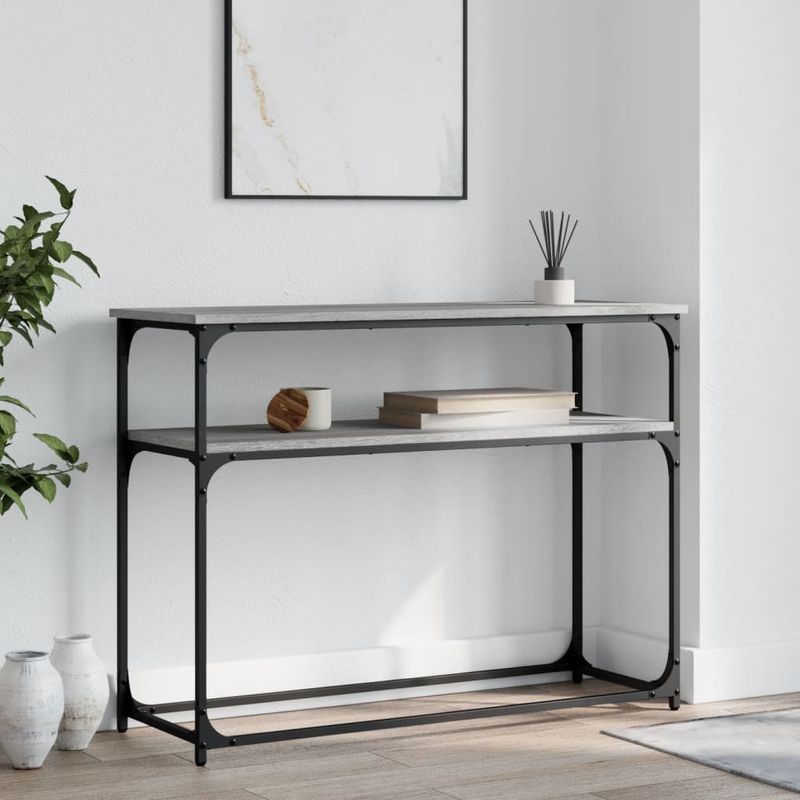 Casa si Gradina - Mobilier - Comode si corpuri - Console - Masuta consola, gri sonoma, 100x35,5x75 cm, lemn prelucrat - Infinity.ro