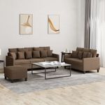 Casa si Gradina - Mobilier - Seturi de mobilier - Seturi living - Set de canapele cu perne, 3 piese, maro, textil - Infinity.ro