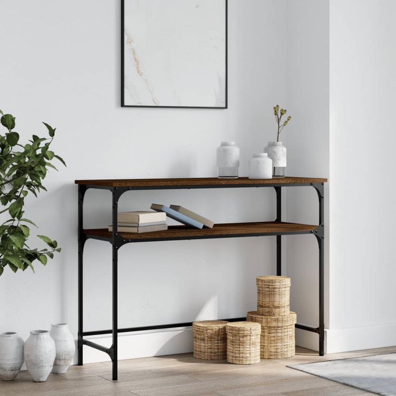 Casa si Gradina - Mobilier - Comode si corpuri - Console - Masuta consola, stejar maro, 100x35,5x75 cm, lemn prelucrat - Infinity.ro