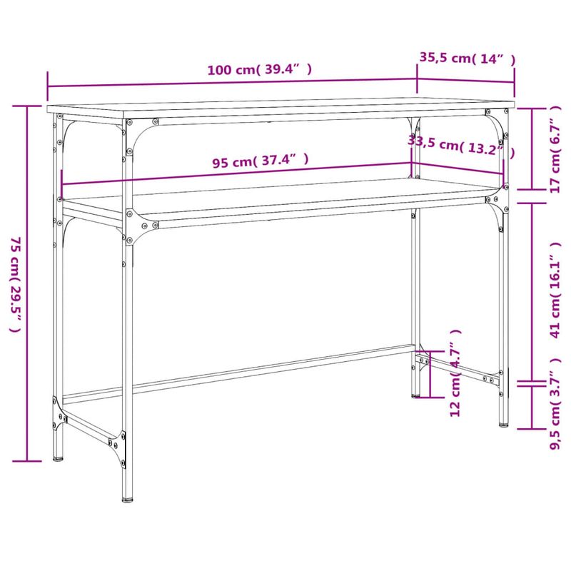 Casa si Gradina - Mobilier - Comode si corpuri - Console - Masuta consola, stejar maro, 100x35,5x75 cm, lemn prelucrat - Infinity.ro
