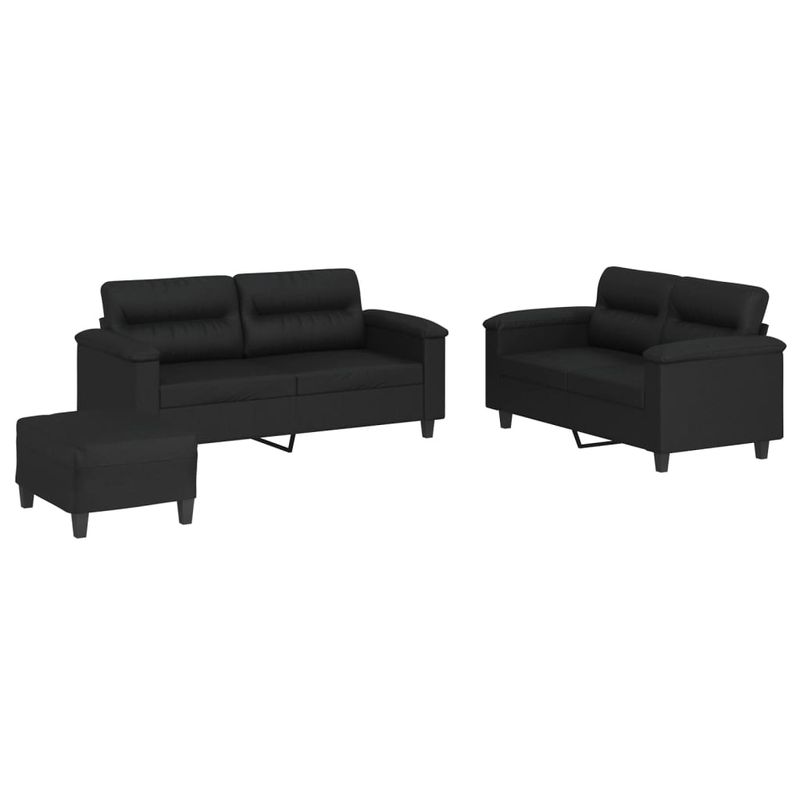 Casa si Gradina - Mobilier - Seturi de mobilier - Seturi living - Set de canapele cu perne, 3 piese, negru, piele ecologica - Infinity.ro