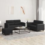 Casa si Gradina - Mobilier - Seturi de mobilier - Seturi living - Set de canapele cu perne, 3 piese, negru, piele ecologica - Infinity.ro
