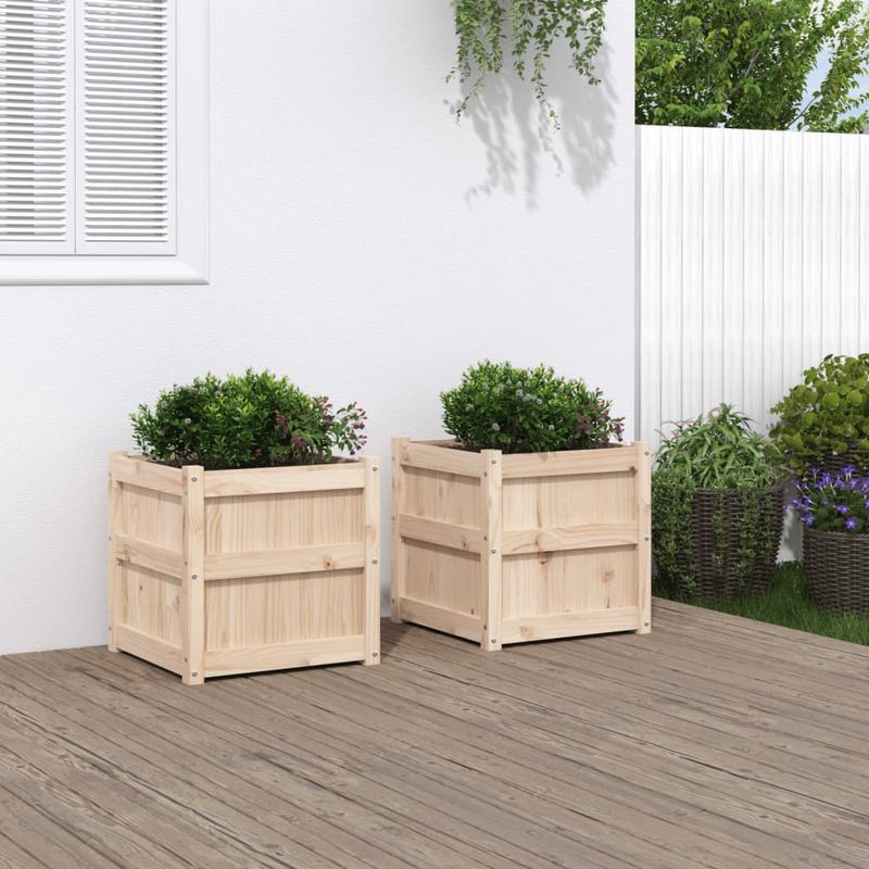 Casa si Gradina - Gradinarit si plante - Plante si ghivece - Ghivece si suporturi - Jardiniere de gradina, 2 buc., lemn masiv de pin - Infinity.ro