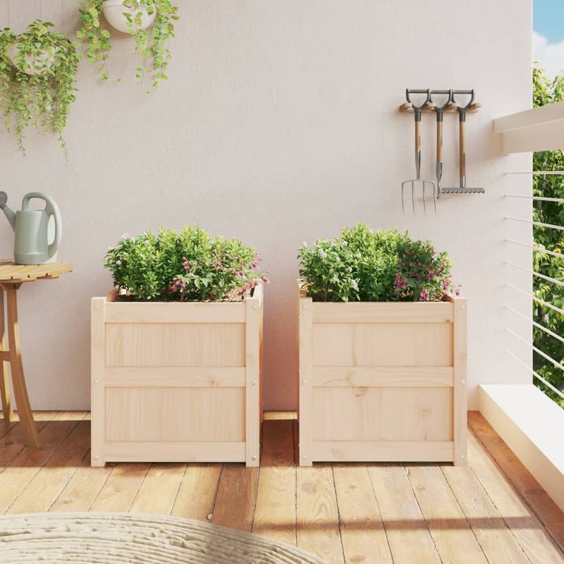 Casa si Gradina - Gradinarit si plante - Plante si ghivece - Ghivece si suporturi - Jardiniere de gradina, 2 buc., lemn masiv de pin - Infinity.ro