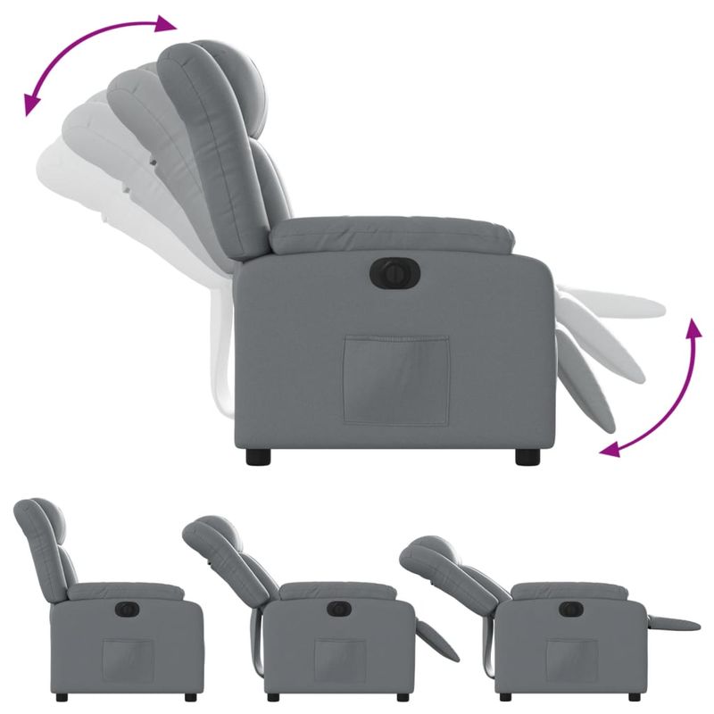 Casa si Gradina - Mobilier - Scaune si fotolii - Fotolii - Fotoliu rabatabil electric, gri, piele ecologica - Infinity.ro