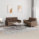 Casa si Gradina - Mobilier - Seturi de mobilier - Seturi living - Set de canapele cu perne, 2 piese, maro, textil - Infinity.ro