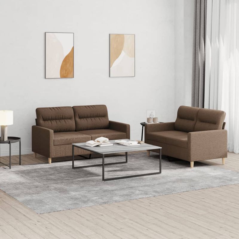 Casa si Gradina - Mobilier - Seturi de mobilier - Seturi living - Set de canapele cu perne, 2 piese, maro, textil - Infinity.ro