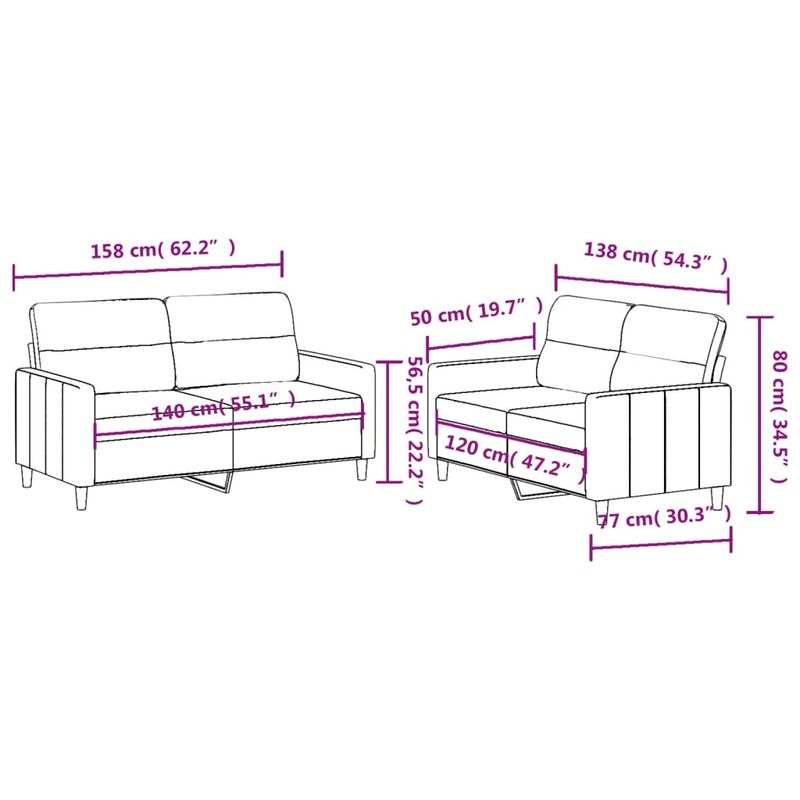 Casa si Gradina - Mobilier - Seturi de mobilier - Seturi living - Set de canapele cu perne, 2 piese, maro, textil - Infinity.ro