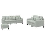 Casa si Gradina - Mobilier - Seturi de mobilier - Seturi living - Set de canapele cu perne, 3 piese, gri deschis, catifea - Infinity.ro