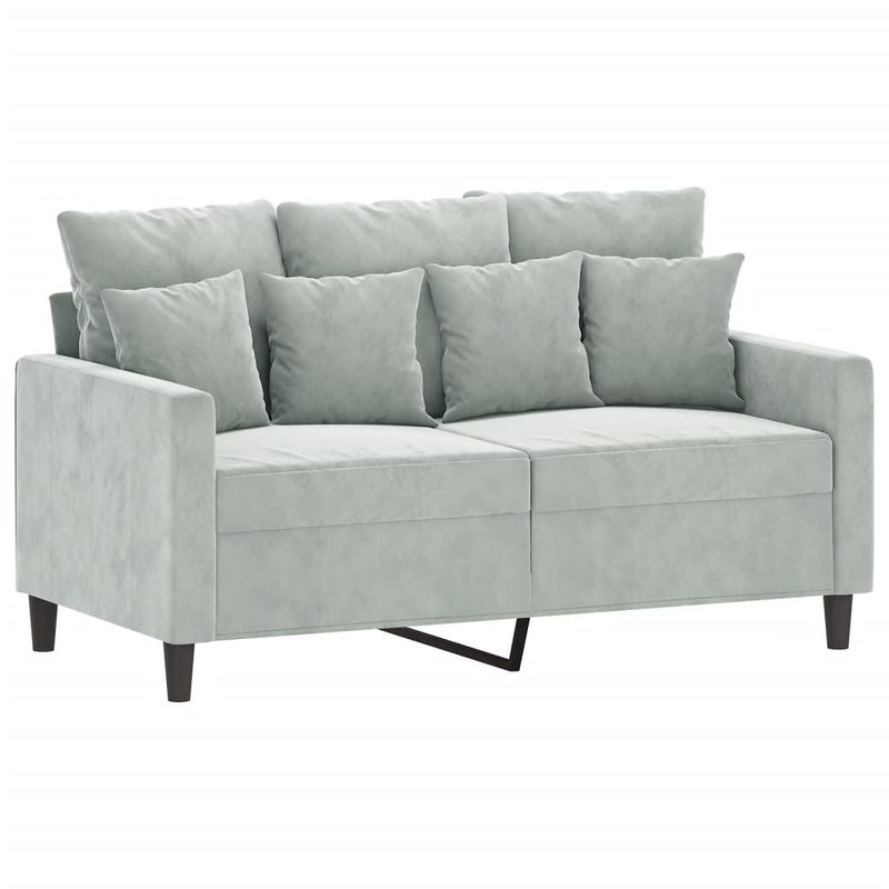 Casa si Gradina - Mobilier - Seturi de mobilier - Seturi living - Set de canapele cu perne, 3 piese, gri deschis, catifea - Infinity.ro