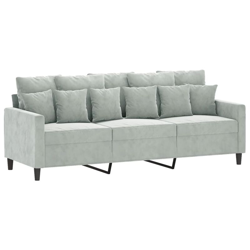 Casa si Gradina - Mobilier - Seturi de mobilier - Seturi living - Set de canapele cu perne, 3 piese, gri deschis, catifea - Infinity.ro