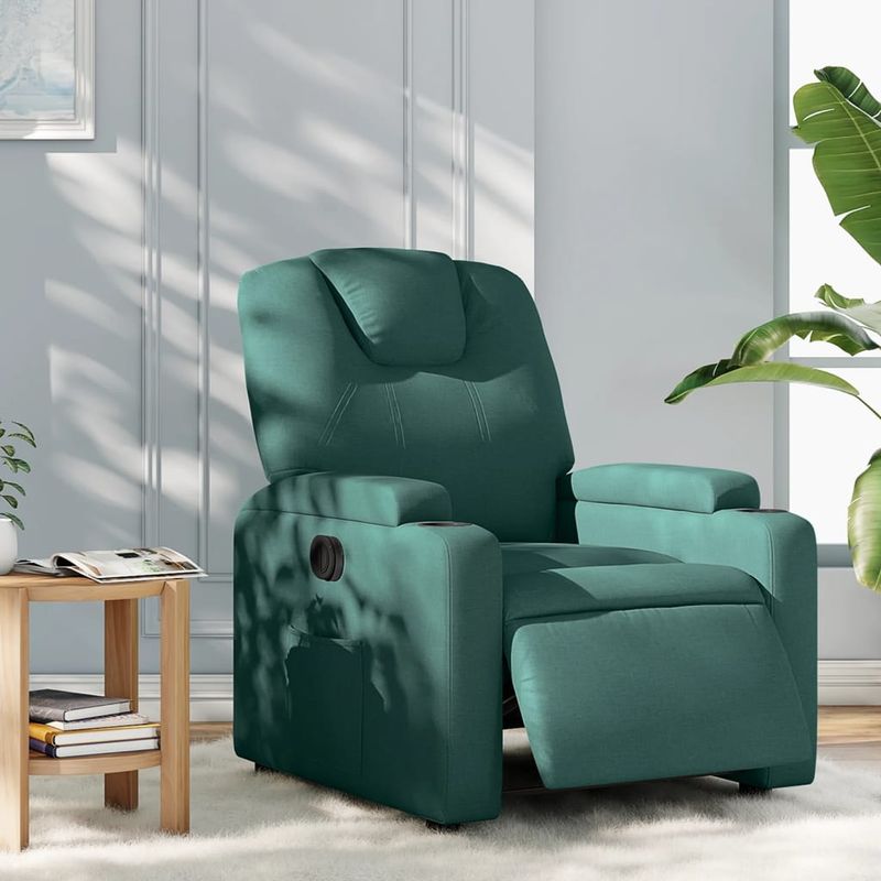 Casa si Gradina - Mobilier - Scaune si fotolii - Fotolii - Fotoliu rabatabil electric, verde inchis, material textil - Infinity.ro