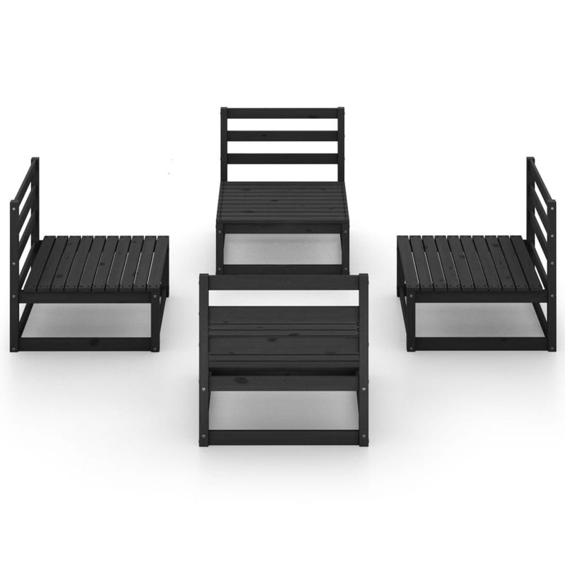 Casa si Gradina - Gradina si terasa - Mobilier exterior - Seturi mobila gradina - Set mobilier de gradina, 4 piese, negru, lemn masiv de pin - Infinity.ro