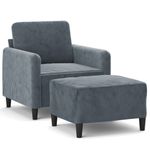 Casa si Gradina - Mobilier - Scaune si fotolii - Fotolii - Fotoliu canapea cu taburet, gri inchis, 60 cm, catifea - Infinity.ro