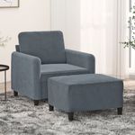 Casa si Gradina - Mobilier - Scaune si fotolii - Fotolii - Fotoliu canapea cu taburet, gri inchis, 60 cm, catifea - Infinity.ro