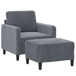 Casa si Gradina - Mobilier - Scaune si fotolii - Fotolii - Fotoliu canapea cu taburet, gri inchis, 60 cm, catifea - Infinity.ro