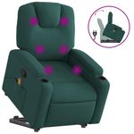 Ingrijire personala si Cosmetice - Sanatate si wellness - Articole wellness - Fotolii de masaj - Fotoliu rabatabil de masaj, cu ridicare, verde inchis, textil - Infinity.ro