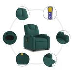 Ingrijire personala si Cosmetice - Sanatate si wellness - Articole wellness - Fotolii de masaj - Fotoliu rabatabil de masaj, cu ridicare, verde inchis, textil - Infinity.ro