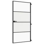 Casa si Gradina - Constructii - Usi interior, exterior si garaj - Usi garaj - Usa interior negru 102,5x201,5 cm sticla securiz./aluminiu slim, negru și transparent și mat, model 3 bare orizontale - Infinity.ro