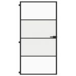 Casa si Gradina - Constructii - Usi interior, exterior si garaj - Usi garaj - Usa interior negru 102,5x201,5 cm sticla securiz./aluminiu slim, negru și transparent și mat, model 3 bare orizontale - Infinity.ro
