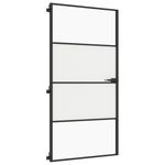 Casa si Gradina - Constructii - Usi interior, exterior si garaj - Usi garaj - Usa interior negru 102,5x201,5 cm sticla securiz./aluminiu slim, negru și transparent și mat, model 3 bare orizontale - Infinity.ro