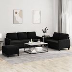 Casa si Gradina - Mobilier - Seturi de mobilier - Seturi living - Set de canapele cu perne, 3 piese, negru, catifea - Infinity.ro
