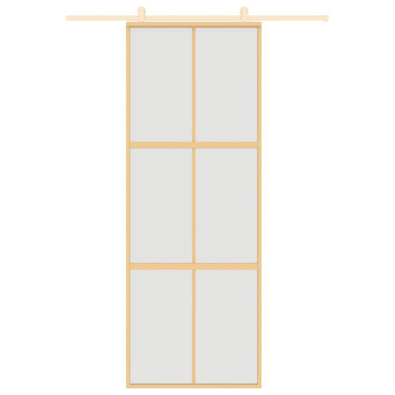 Casa si Gradina - Constructii - Usi interior, exterior si garaj - Usi garaj - Usa glisanta, auriu, 76x205 cm, sticla ESG mata si aluminiu - Infinity.ro