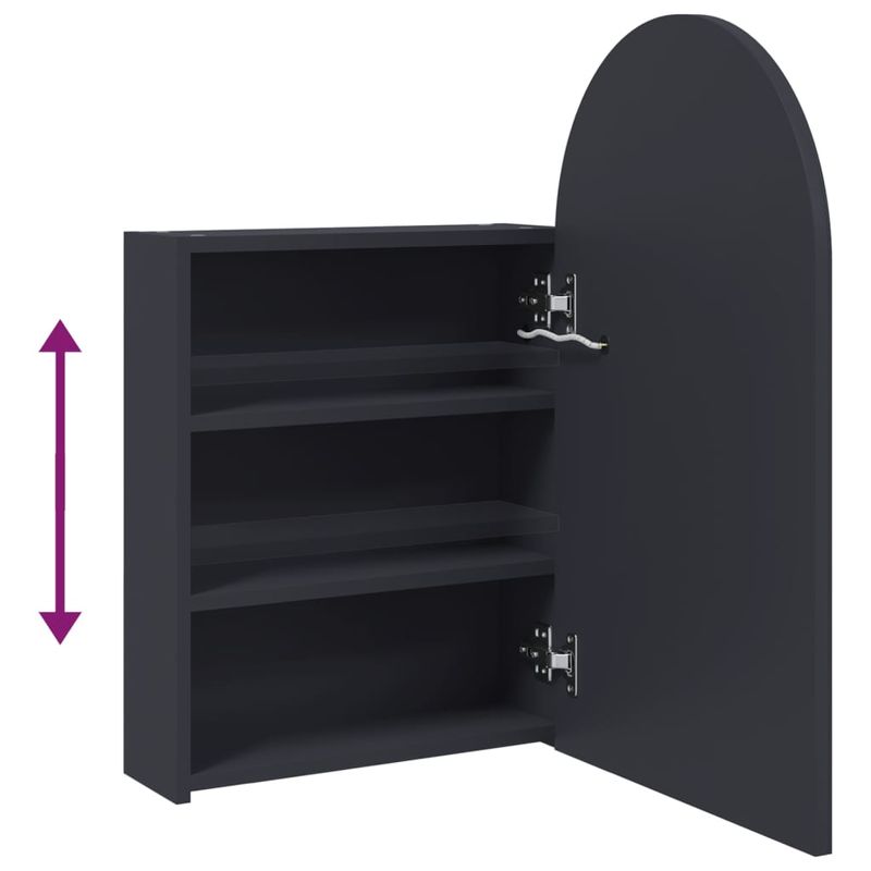 Casa si Gradina - Mobilier - Mobilier baie - Corpuri baie - Dulap cu oglinda de baie cu LED, gri, 42x13x70 cm, arcuit - Infinity.ro