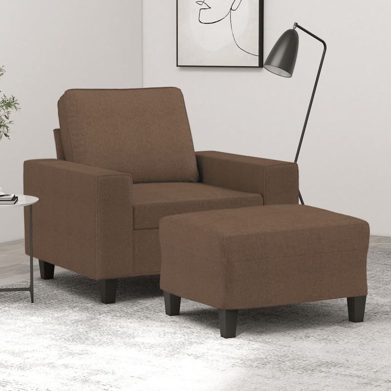 Casa si Gradina - Mobilier - Scaune si fotolii - Fotolii - Fotoliu canapea cu taburet, maro, 60 cm, material textil - Infinity.ro