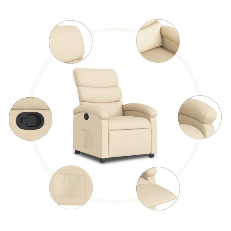 Casa si Gradina - Mobilier - Scaune si fotolii - Fotolii - Fotoliu rabatabil, crem, material textil - Infinity.ro
