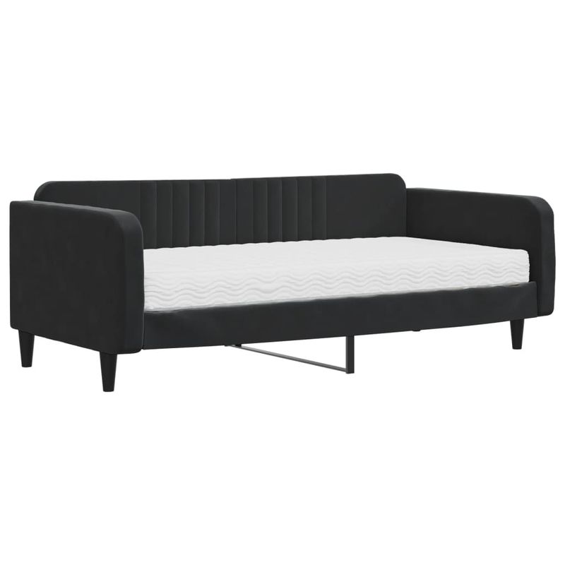 Casa si Gradina - Mobilier - Paturi si accesorii - Paturi - Pat de zi cu saltea, negru, 100x200 cm, catifea - Infinity.ro