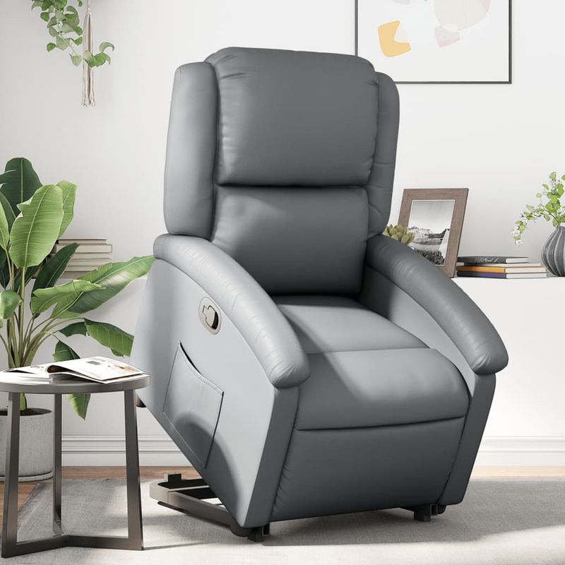 Casa si Gradina - Mobilier - Scaune si fotolii - Fotolii - Fotoliu rabatabil cu ridicare, gri, piele ecologica - Infinity.ro