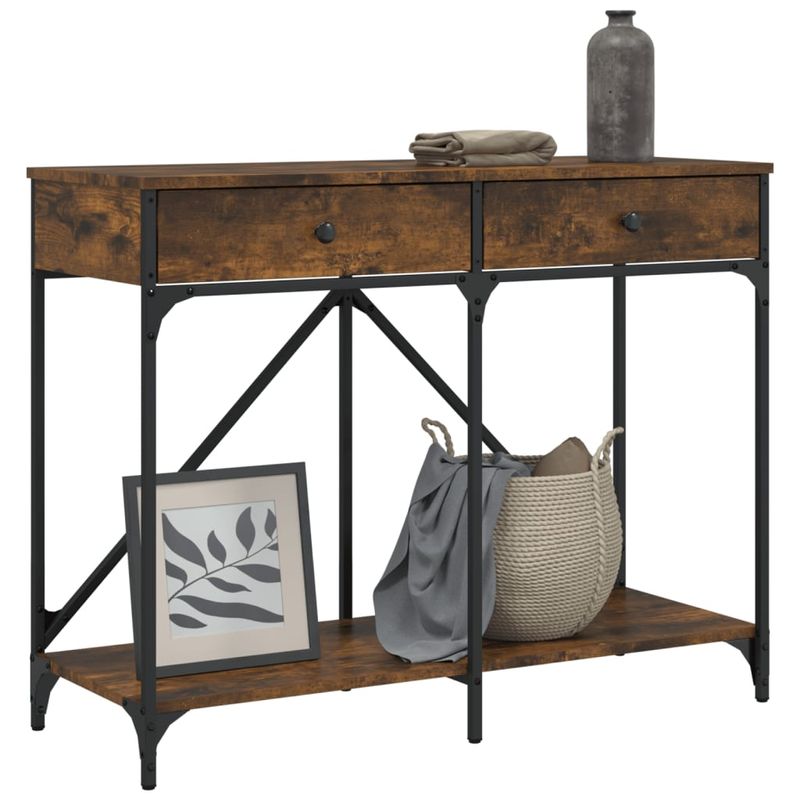 Casa si Gradina - Mobilier - Comode si corpuri - Console - Masuta consola, stejar fumuriu, 100x39x78,5 cm, lemn prelucrat - Infinity.ro