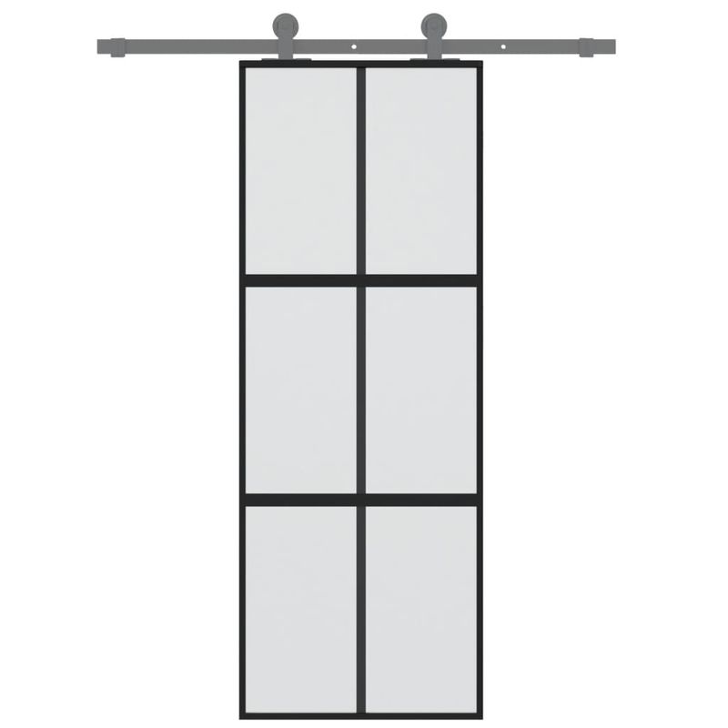 Casa si Gradina - Constructii - Usi interior, exterior si garaj - Usi interior - Usa glisanta, negru, 76x205 cm, sticla securizata si aluminiu - Infinity.ro