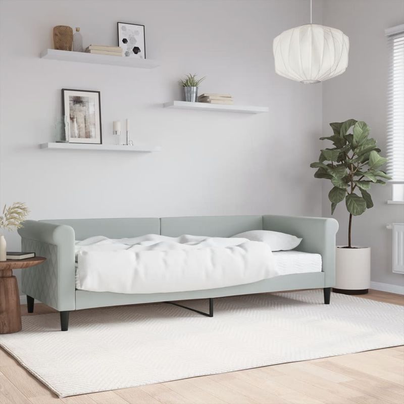 Casa si Gradina - Mobilier - Paturi si accesorii - Paturi - Pat de zi cu saltea, gri deschis, 80x200 cm, catifea - Infinity.ro