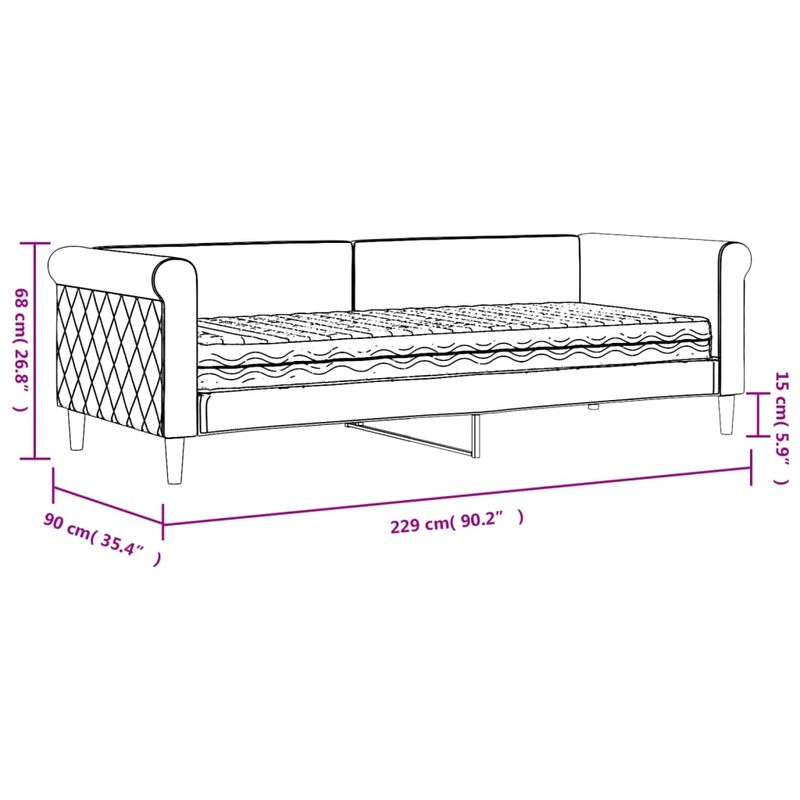 Casa si Gradina - Mobilier - Paturi si accesorii - Paturi - Pat de zi cu saltea, gri deschis, 80x200 cm, catifea - Infinity.ro