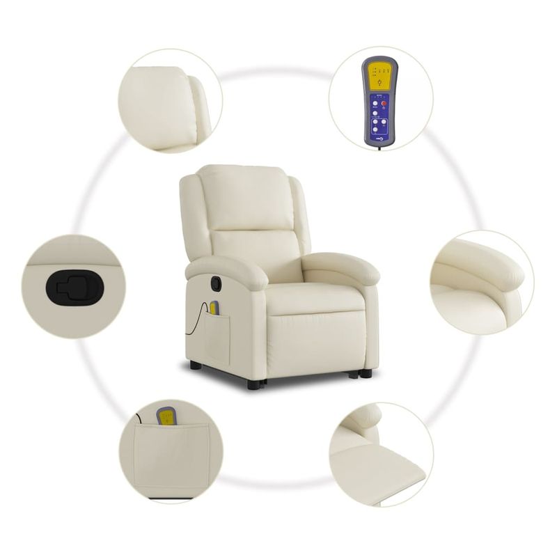 Casa si Gradina - Mobilier - Scaune si fotolii - Fotolii - Fotoliu rabatabil cu ridicare, crem, piele ecologica - Infinity.ro