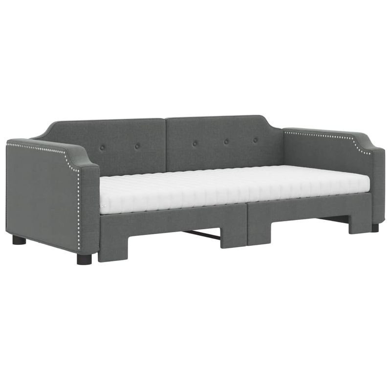 Casa si Gradina - Mobilier - Paturi si accesorii - Paturi - Pat de zi cu extensie si saltele, gri inchis, 100x200 cm textil - Infinity.ro