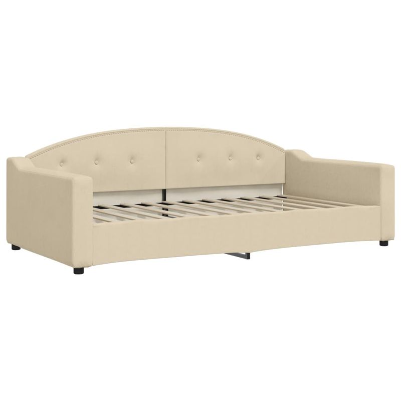 Casa si Gradina - Mobilier - Paturi si accesorii - Paturi - Pat de zi cu extensie si saltele, crem, 100x200 cm, textil - Infinity.ro